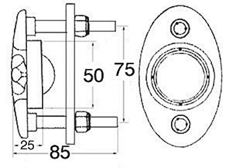 Kayak çeki halkası Flush mount AISI 316 paslanmaz çelik