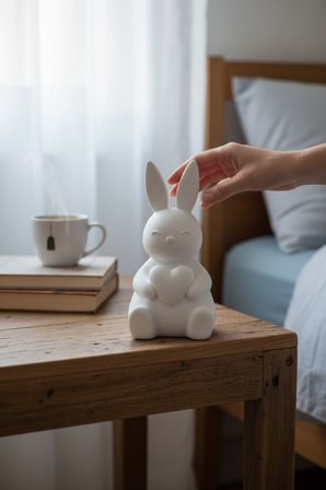 Kalp Tavşan Figürlü Dekoratif Biblo