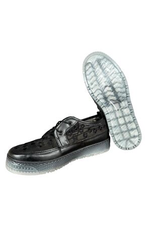 Tül Detaylı Kadın Spor Babet Ayakkabı SİYAH