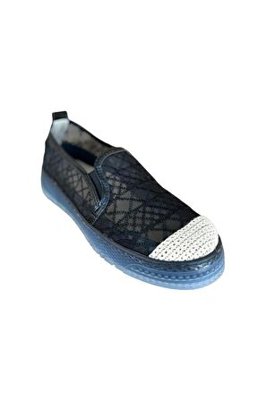 Dantelli Düz Kadın Babet SİYAH