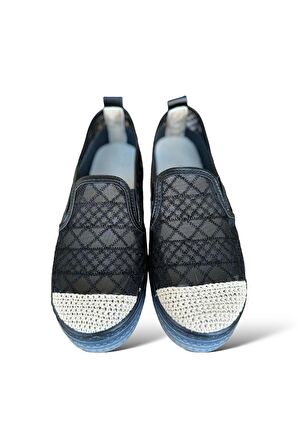 Dantelli Düz Kadın Babet SİYAH