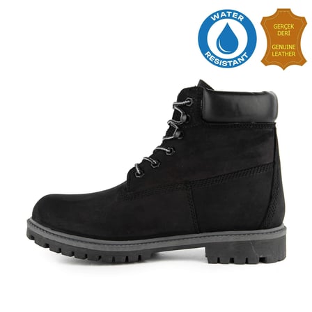 Hush Puppies Helppo 725812 Gerçek Deri, Anatomik, WaterResist Erkek Bot Siyah