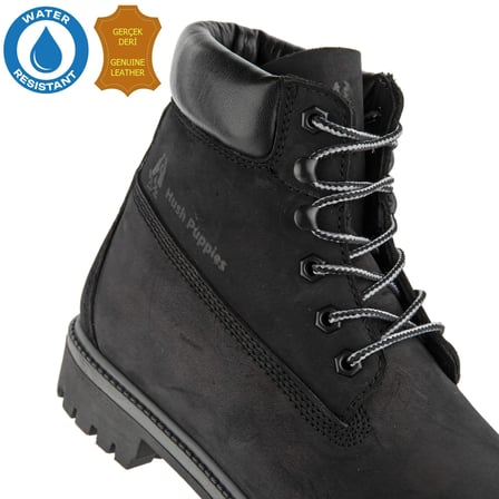 Hush Puppies Helppo 725812 Gerçek Deri, Anatomik, WaterResist Erkek Bot Siyah