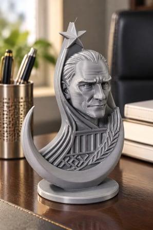 Ay Yıldızlı Atatürk Figürlü Dekoratif Mini Biblo