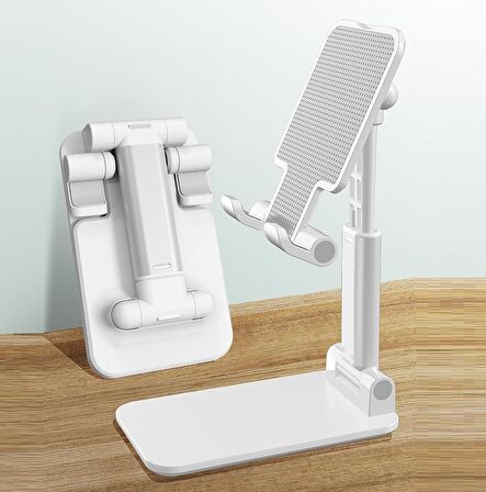 (Siyah - Beyaz) Profesyonel Ayarlanabilir Telefon Tutucu Stand Folding