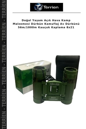 Doğal Yaşam Açık Hava Kamp Malzemesi Dürbün Kamuflaj Av Dürbünü 56m/1000m Kauçuk Kaplama 8x21