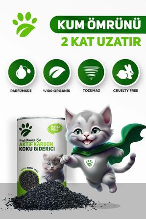 Pawcarbon Kedi Kumu Koku Giderici Aktif Karbon 310gr 3'lü Paket