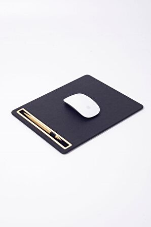 Turgut Office Deri Mousepad Siyah Gold Detaylı