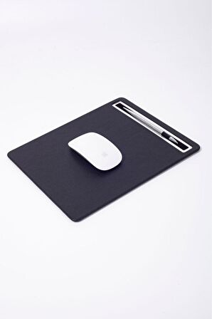 Turgut Office Deri Mousepad Siyah Krom Detaylı