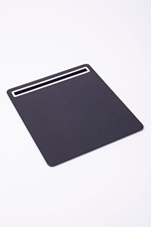 Turgut Office Deri Mousepad Düz Siyah Krom Detaylı