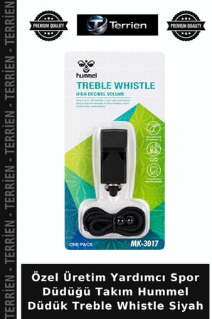 Özel Üretim Yardımcı Spor Düdüğü Takım Hummel Düdük Treble Whistle Siyah