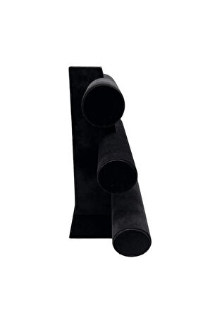 Yerli Üretim Süet Kumaş Siyah Renk Üçlü 30/26 Cm Kademeli Bileklik-saat Sergileme Standı