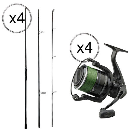 YekOutdoor Profesyonel 4'lü  Göl Olta Seti Prologic C-Series 12FT 360 cm 3.5 lb 3 Parça&Dam 7000S FD 3+1BB Olta Makinesi
