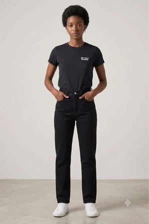 Kadın Siyah Basic T-Shirt 17369-2933 Siyah / S