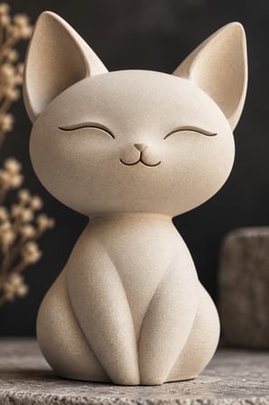 Huzurlu Minimalist Oturan Kedi Figürlü Dekoratif Biblo