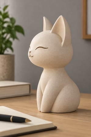 Huzurlu Minimalist Oturan Kedi Figürlü Dekoratif Biblo