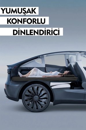 Tesla Model Y Araç İçi Şişme Yatak Ve Yastık Seti Pompa Gri Taşınabilir Arka Koltuk Uyku ve Dinlenme Seyahat ve Kamp Yatağı Konforlu