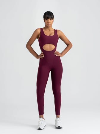 Mürdüm Rengi Bold Curve Spor Tayt Tulum