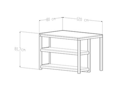 Givayo Wood's Förb Mutfak Masası Raflı Masif Ahşap