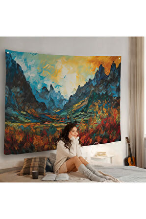 Dağlar Gün Batımı Duvar Örtüsü-7265