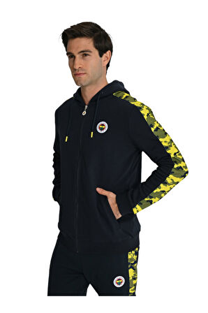Fenerbahçe Lacivert Tribün Lazer Baskılı Kamuflaj Detaylı Erkek Sweatshirt