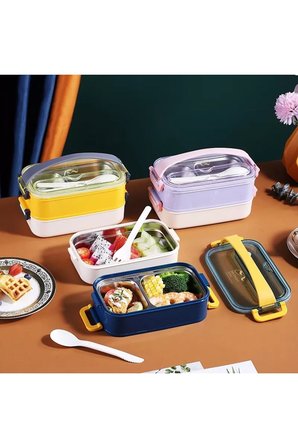 Vagon Karma Çelik Lunch Box Yemek Kutusu (Beslenme Kutusu) 1400 Ml Xc-462