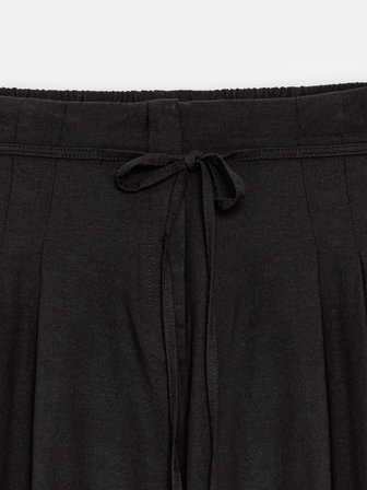 Keten Karışımlı Pens Detaylı Pantolon-Siyah