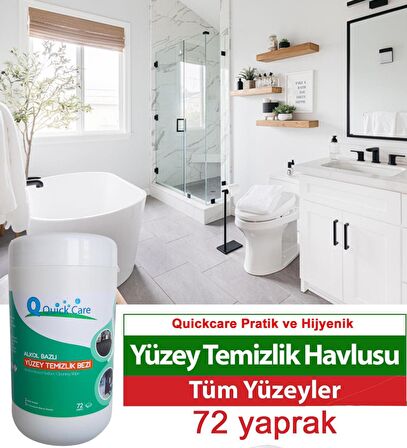 QUICKCARE Dezenfektanlı Yüzey Temizlik Havlusu 72 Yaprak- Limon Kokulu 