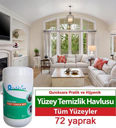 QUICKCARE Dezenfektanlı Yüzey Temizlik Havlusu 72 Yaprak- Limon Kokulu 