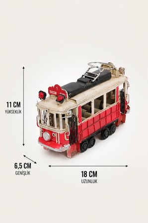 Dekoratif Metal Taksim Tramvayı Orta Boy Nostaljik El Yapımı Retro Ev Ofis Biblo 1104W-5
