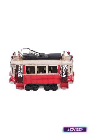 Dekoratif Metal Taksim Tramvayı Orta Boy Nostaljik El Yapımı Retro Ev Ofis Biblo 1104W-5