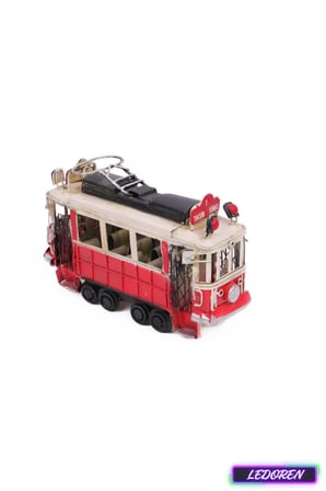 Dekoratif Metal Taksim Tramvayı Orta Boy Nostaljik El Yapımı Retro Ev Ofis Biblo 1104W-5