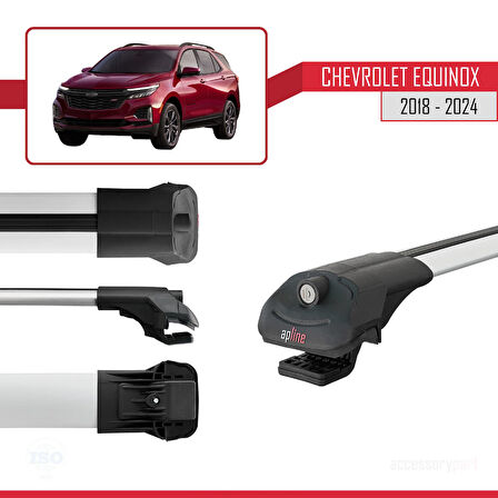 Chevrolet Equinox 2018-2024 Arası ile Uyumlu ACE-1 Ara Atkı Tavan Barı Gri 2 Adet