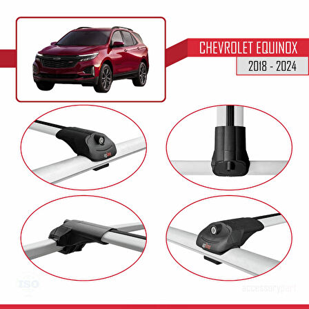 Chevrolet Equinox 2018-2024 Arası ile Uyumlu ACE-1 Ara Atkı Tavan Barı Gri 2 Adet