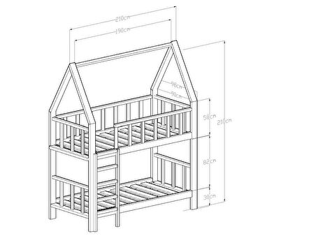 GİVAYO WOOD'S ALİCE MONTESSORİ YATAK RANZA DOĞAL AHŞAP CEVİZ 90*190