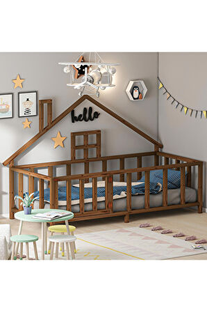 GİVAYO WOOD'S Hause Montessori Yatak Kapılı 120*200 HAUSE CEVİZ