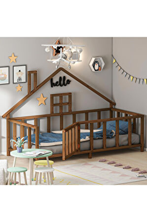 GİVAYO WOOD'S Hause Montessori Yatak Kapılı 120*200 HAUSE CEVİZ