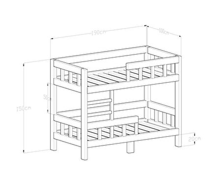 GİVAYO WOOD'S STEFANİ MONTESSORİ YATAK RANZA DOĞAL CEVİZ 90*190