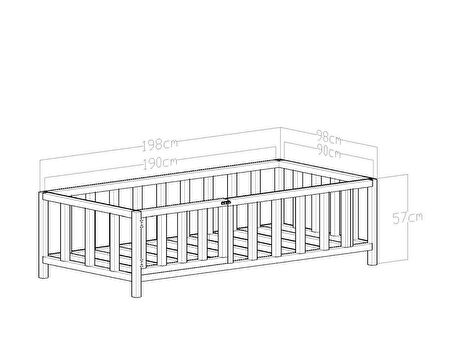 GİVAYO WOOD'S TROY MONTESSORİ YATAK CEVİZ KAPILI 90*190