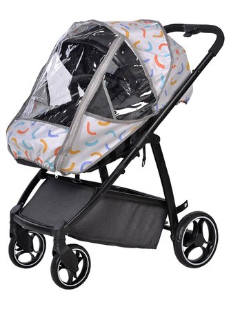 SafeMom Oxford Fermuar ve Desenli Bebek Arabası Yağmurluğu - Standart