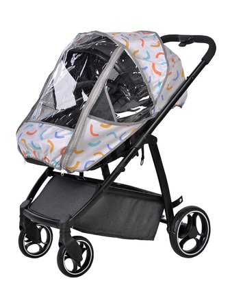 SafeMom Oxford Fermuar ve Desenli Bebek Arabası Yağmurluğu - Standart