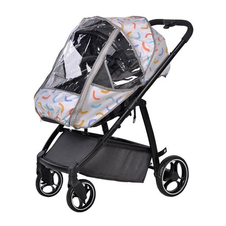 SafeMom Oxford Fermuar ve Desenli Bebek Arabası Yağmurluğu - Standart