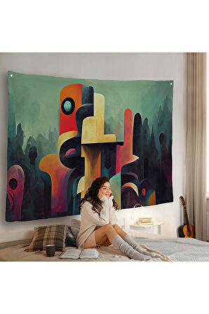 İlkel Afrika Kabilelerinin Etnik Motif Duvar Örtüsü-7275