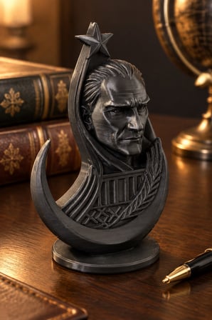 Ay Yıldızlı Atatürk Figürlü Dekoratif Mini Biblo
