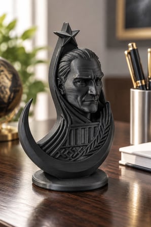 Ay Yıldızlı Atatürk Figürlü Dekoratif Mini Biblo