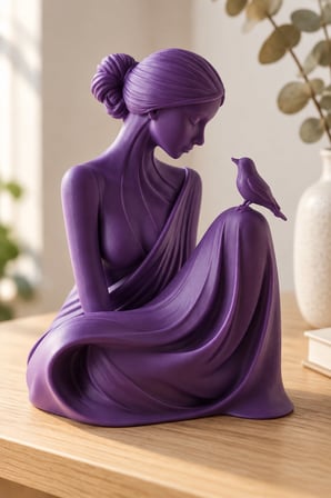 Kuşa Fısıldayan Kadın Figürlü Dekoratif Biblo
