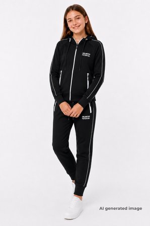 Kız Çocuk Scuba Unlimited Çİft Şeritli Kapüşonlu Reglan Kol Dalgıç Kumaş Eşofman Takımı ESF7023