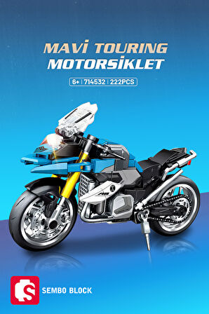 Sembo Block Mavi Touring Motorsiklet 222 Parça yapı blokları Lego ile uyumlu (714532)