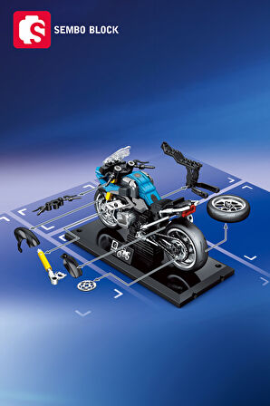 Sembo Block Mavi Touring Motorsiklet 222 Parça yapı blokları Lego ile uyumlu (714532)