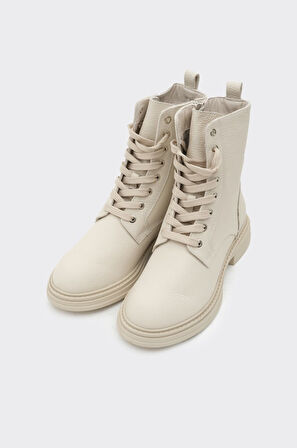 Hakiki Deri Fermuarlı Kadın Bot 